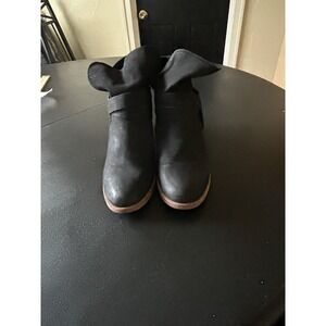 UGG Elora Women's Suede Crisscross Strap Ankle boots booties sz 9 Black Y2K Warm